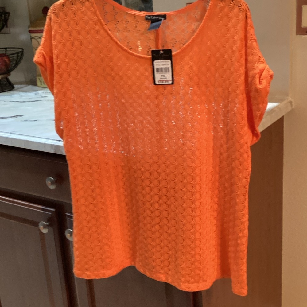 Nue Options Bright Orange Short Sleeve Top